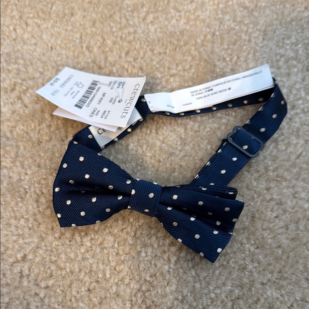 J. Crew Factory Blue and White Polka Dot Bow Tie